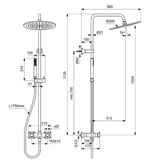Ideal Standard Joy Neo dušo sistema, pasirinkite spalvą