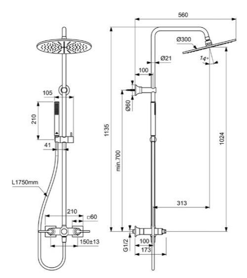 Ideal Standard Joy Neo dušo sistema (BD159AA), pasirenkama spalva