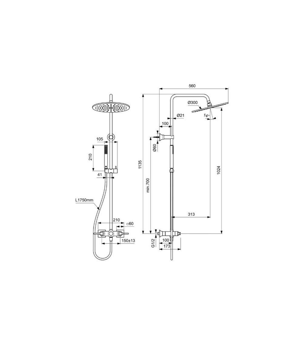 Ideal Standard Joy Neo dušo sistema (BD159AA), pasirenkama spalva