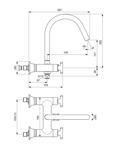 Ideal Standard Joy Neo vonios/dušo maišytuvas, BD160, pasirenkama spalva