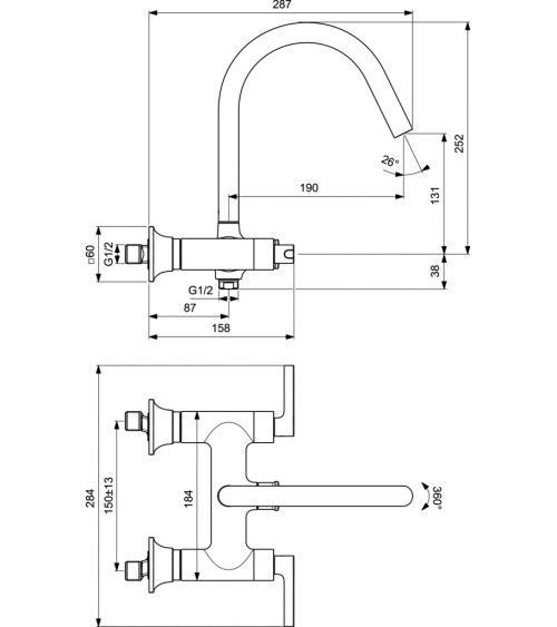 Ideal Standard Joy Neo vonios/dušo maišytuvas, BD161, pasirenkama spalva