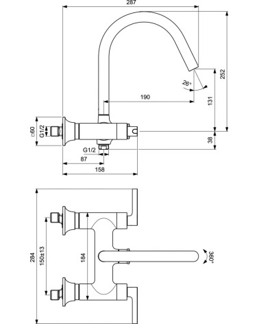 Ideal Standard Joy Neo vonios/dušo maišytuvas, BD161, pasirenkama spalva