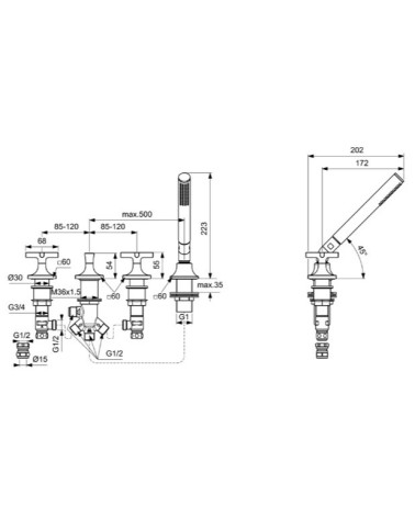 Ideal Standard Joy Neo 4 dalių vonios maišytuvas, BD166, pasirenkama spalva