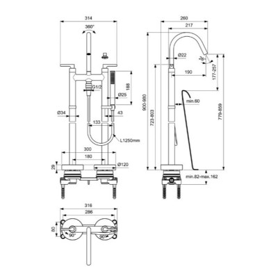 Ideal Standard Joy Neo pastatomas vonios maišytuvas, BD169, pasirenkama spalva