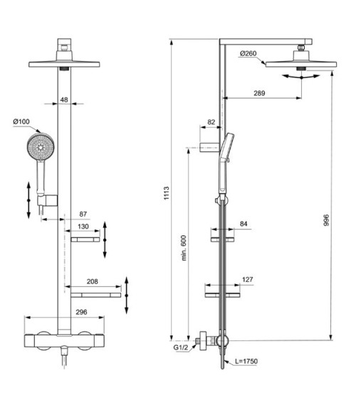 Ideal Standard CERATHERM ALU+ termostatinė dušo sistema, pasirinkite spalvą