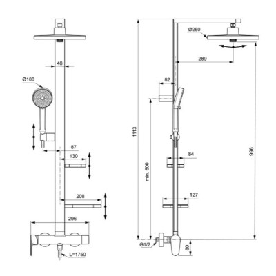 Ideal Standard CERATHERM ALU+ (BD584XG) dušo sistema, pasirinkite spalvą