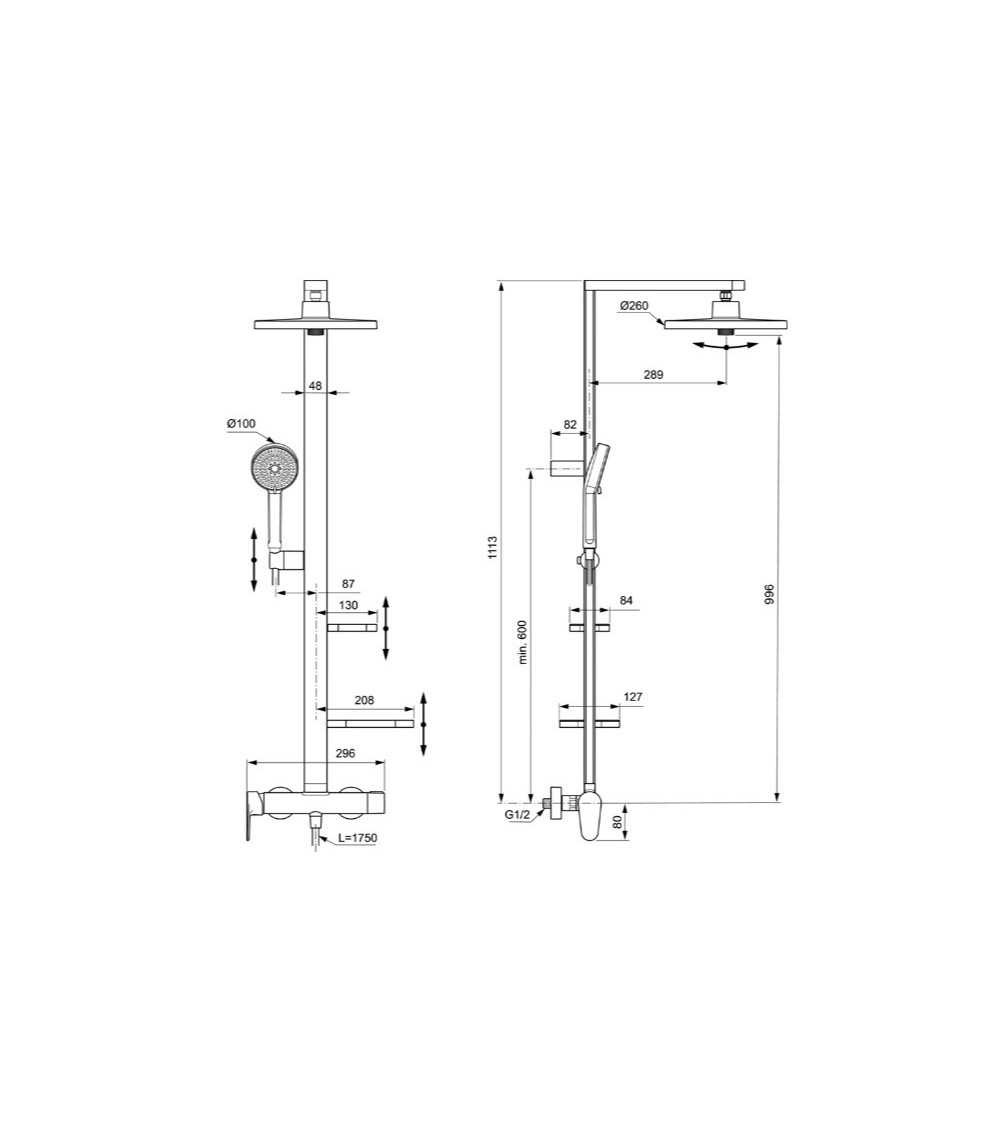 Ideal Standard CERATHERM ALU+ (BD584XG) dušo sistema, pasirinkite spalvą