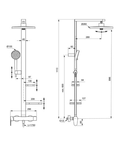 Ideal Standard CERATHERM ALU+ (BD584XG) dušo sistema, pasirinkite spalvą