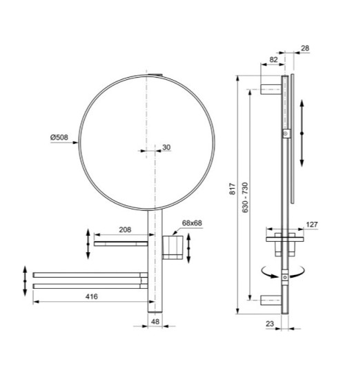 Ideal Standard ALU+ L veidrodėlis, BD587, pasirenkamos spalvos
