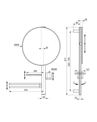 Ideal Standard ALU+ L veidrodėlis, BD587, pasirenkamos spalvos