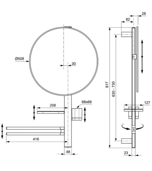 Ideal Standard ALU+ M veidrodėlis-stovas, BD588, pasirenkite spalvą
