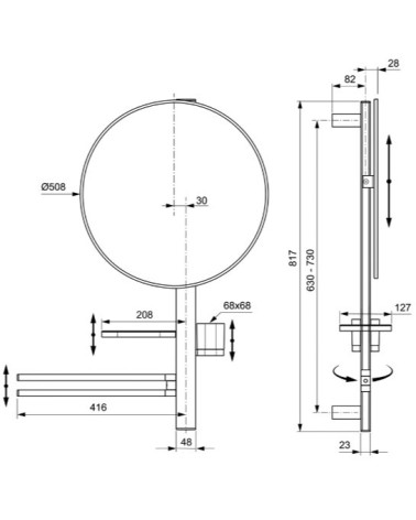 Ideal Standard ALU+ M veidrodėlis-stovas, BD588, pasirenkite spalvą