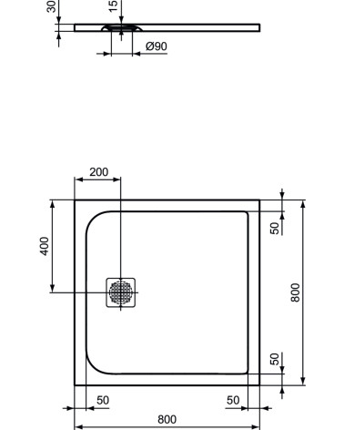 Ideal Standard Ultra Flat S dušo padėklas, 80x80cm, K8214, pasirenkama spalva