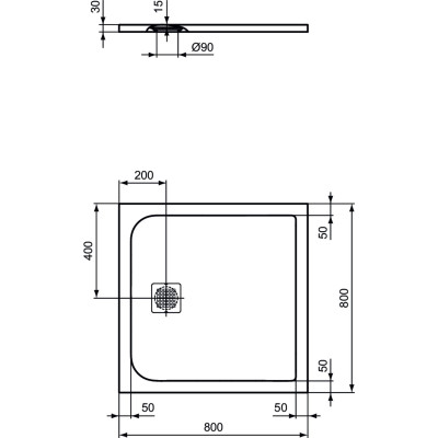 Ideal Standard Ultra Flat S dušo padėklas, 80x80cm, K8214, pasirenkama spalva