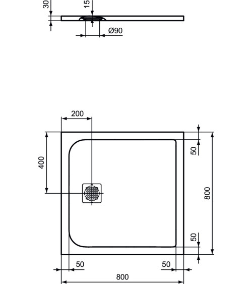 Ideal Standard Ultra Flat S dušo padėklas, 80x80cm, K8214, pasirenkama spalva