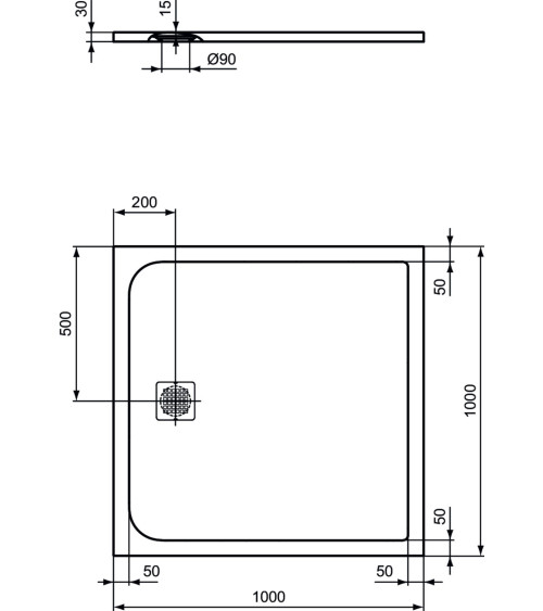 Ideal Standard Ultra Flat S dušo padėklas, 100x100cm, K8216, pasirenkama spalva