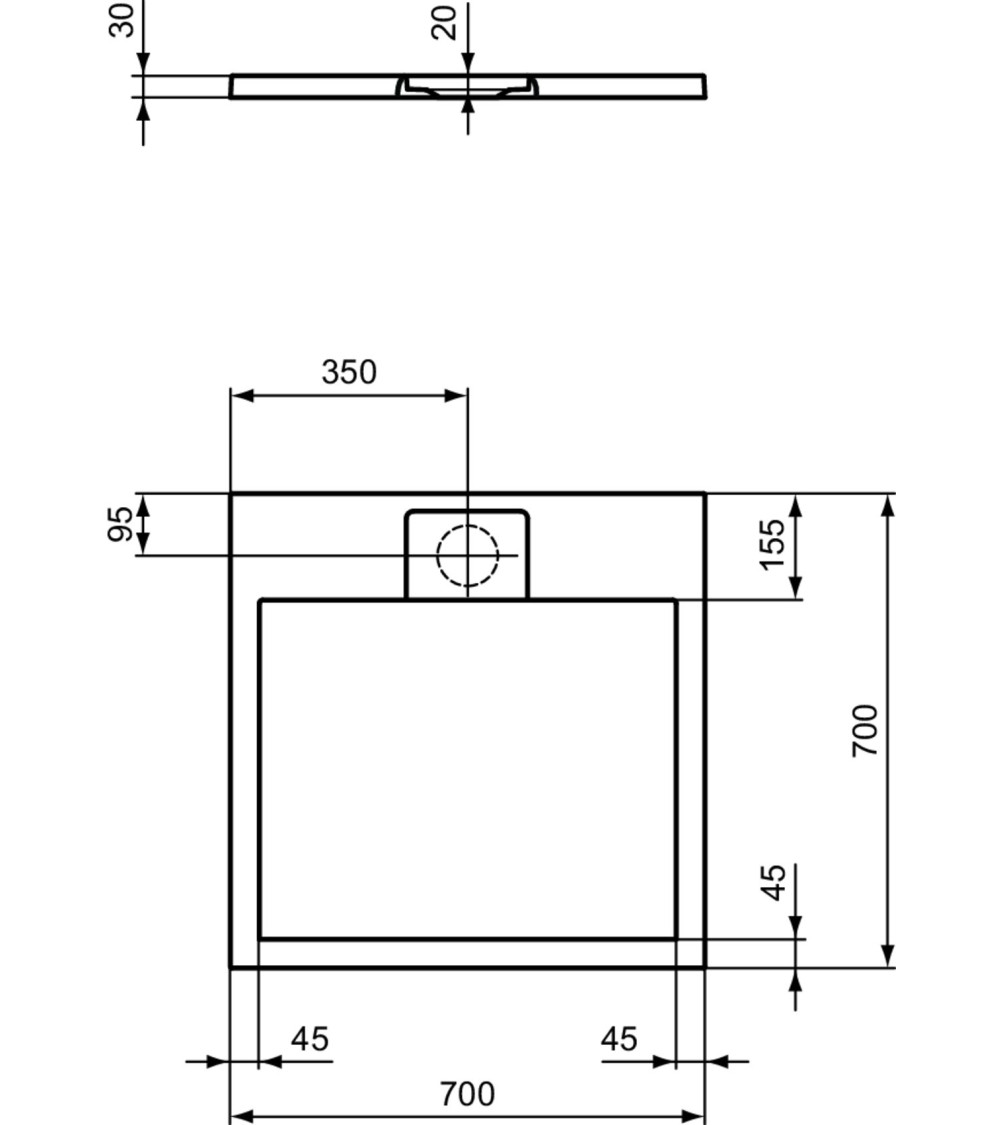 Ideal Standard Ultra Flat S i.life dušo padėklas, 70x70cm, T5246, pasirenkama spalva