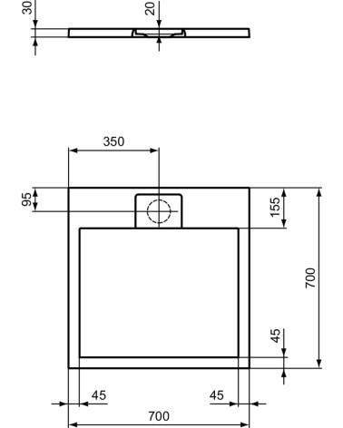 Ideal Standard Ultra Flat S i.life dušo padėklas, 70x70cm, T5246, pasirenkama spalva