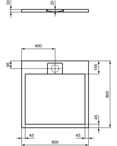 Ideal Standard Ultra Flat S i.life dušo padėklas, 80x80cm, T5229, pasirenkama spalva