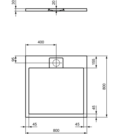 Ideal Standard Ultra Flat S i.life dušo padėklas, 80x80cm, T5229, pasirenkama spalva