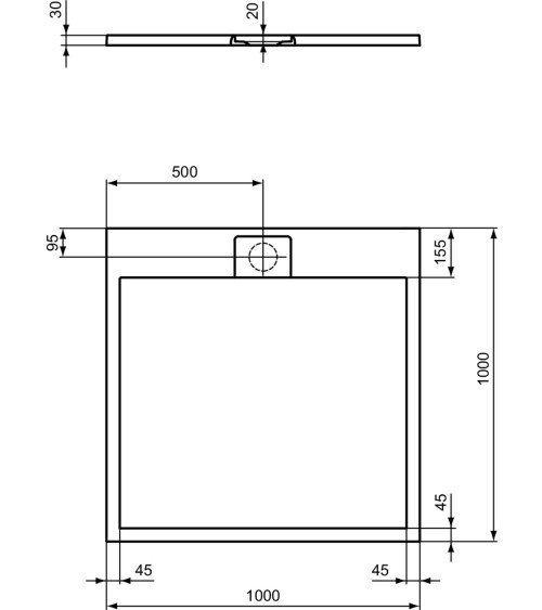Ideal Standard Ultra Flat S i.life dušo padėklas, 100x100cm, T5234, pasirenkama spalva