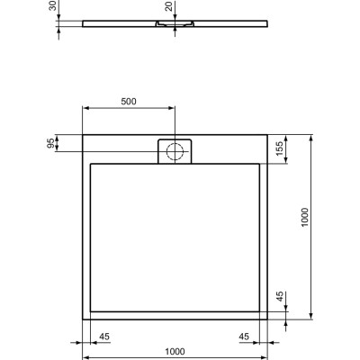 Ideal Standard Ultra Flat S i.life dušo padėklas, 100x100cm, T5234, pasirenkama spalva
