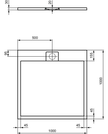 Ideal Standard Ultra Flat S i.life dušo padėklas, 100x100cm, T5234, pasirenkama spalva