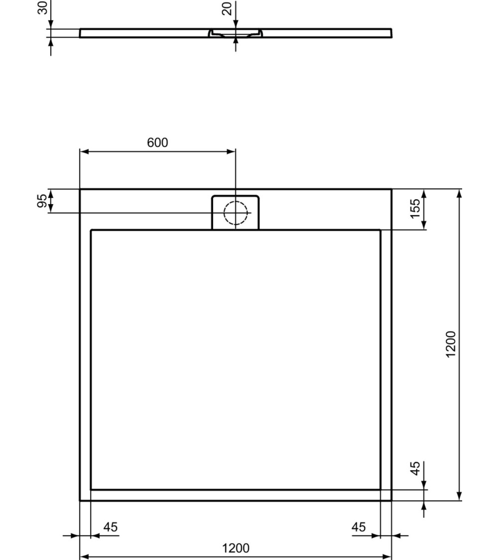 Ideal Standard Ultra Flat S i.life dušo padėklas, 120x120cm, T5242, pasirenkama spalva