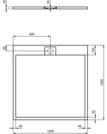 Ideal Standard Ultra Flat S i.life dušo padėklas, 120x120cm, T5242, pasirenkama spalva
