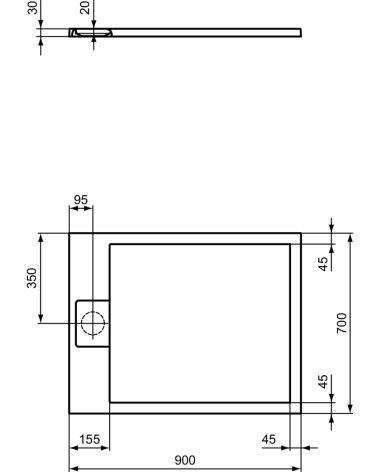 Ideal Standard Ultraflat S i.life dušo padėklas, 90x70cm, T5237, pasirenkama spalva