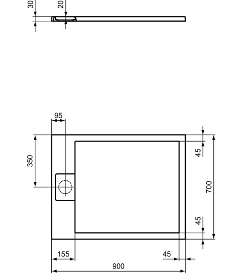 Ideal Standard Ultraflat S i.life dušo padėklas, 90x70cm, T5237, pasirenkama spalva