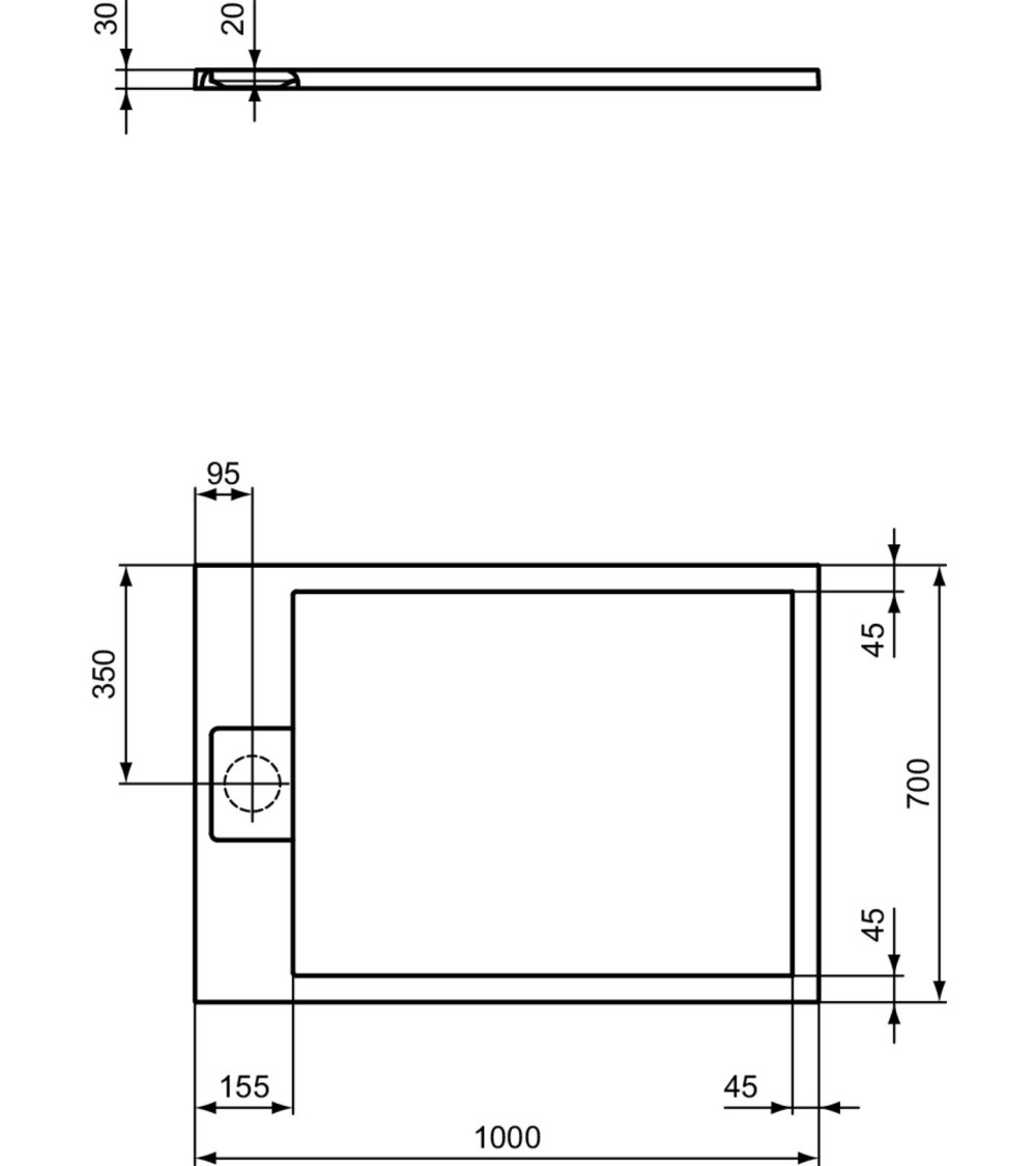 Ideal Standard Ultraflat S i.life dušo padėklas, 100x70cm, T5240, pasirenkama spalva