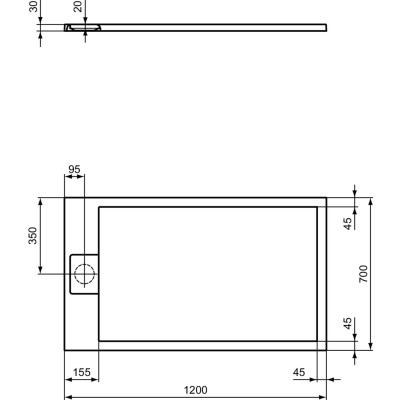 Ideal Standard Ultraflat S i.life dušo padėklas, 120x70cm, T5233, pasirenkama spalva