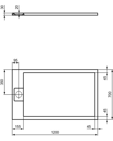 Ideal Standard Ultraflat S i.life dušo padėklas, 120x70cm, T5233, pasirenkama spalva