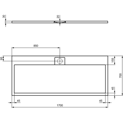 Ideal Standard Ultraflat S i.life dušo padėklas, 170x70cm, T5244, pasirenkama spalva