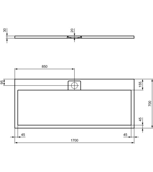 Ideal Standard Ultraflat S i.life dušo padėklas, 170x70cm, T5244, pasirenkama spalva