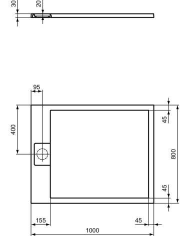 Ideal Standard Ultraflat S i.life dušo padėklas, 100x80cm, T5223, pasirenkama spalva