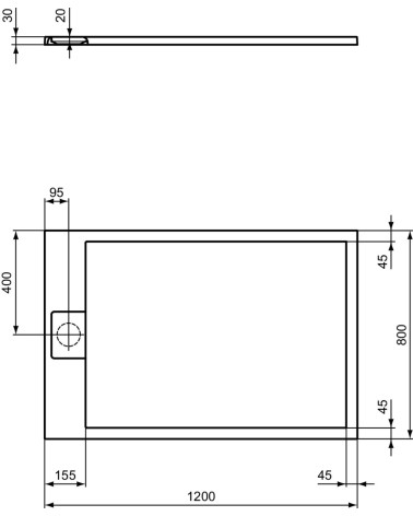 Ideal Standard Ultraflat S i.life dušo padėklas, 120x80cm, T5220, pasirenkama spalva