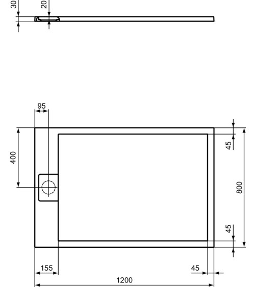 Ideal Standard Ultraflat S i.life dušo padėklas, 120x80cm, T5220, pasirenkama spalva