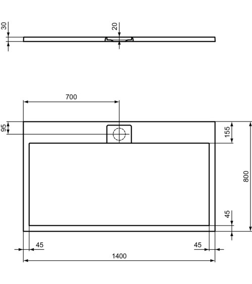 Ideal Standard Ultraflat S i.life dušo padėklas, 140x80cm, T5224, pasirenkama spalva