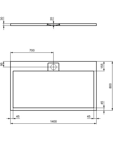 Ideal Standard Ultraflat S i.life dušo padėklas, 140x80cm, T5224, pasirenkama spalva