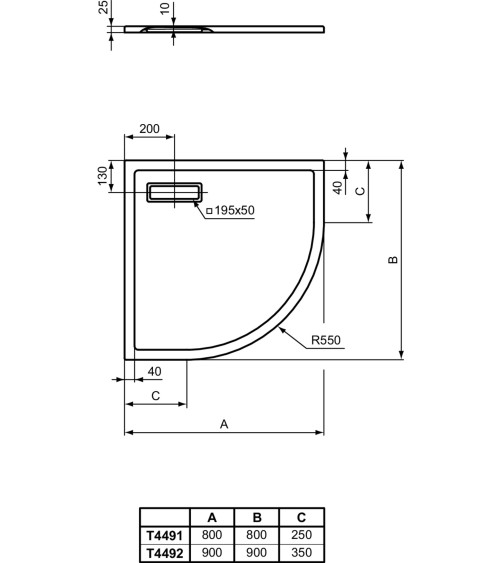 Ideal Standard Ultra Flat New kampinis dušo padėklas, 80x80cm, T4491, pasirenkama spalva