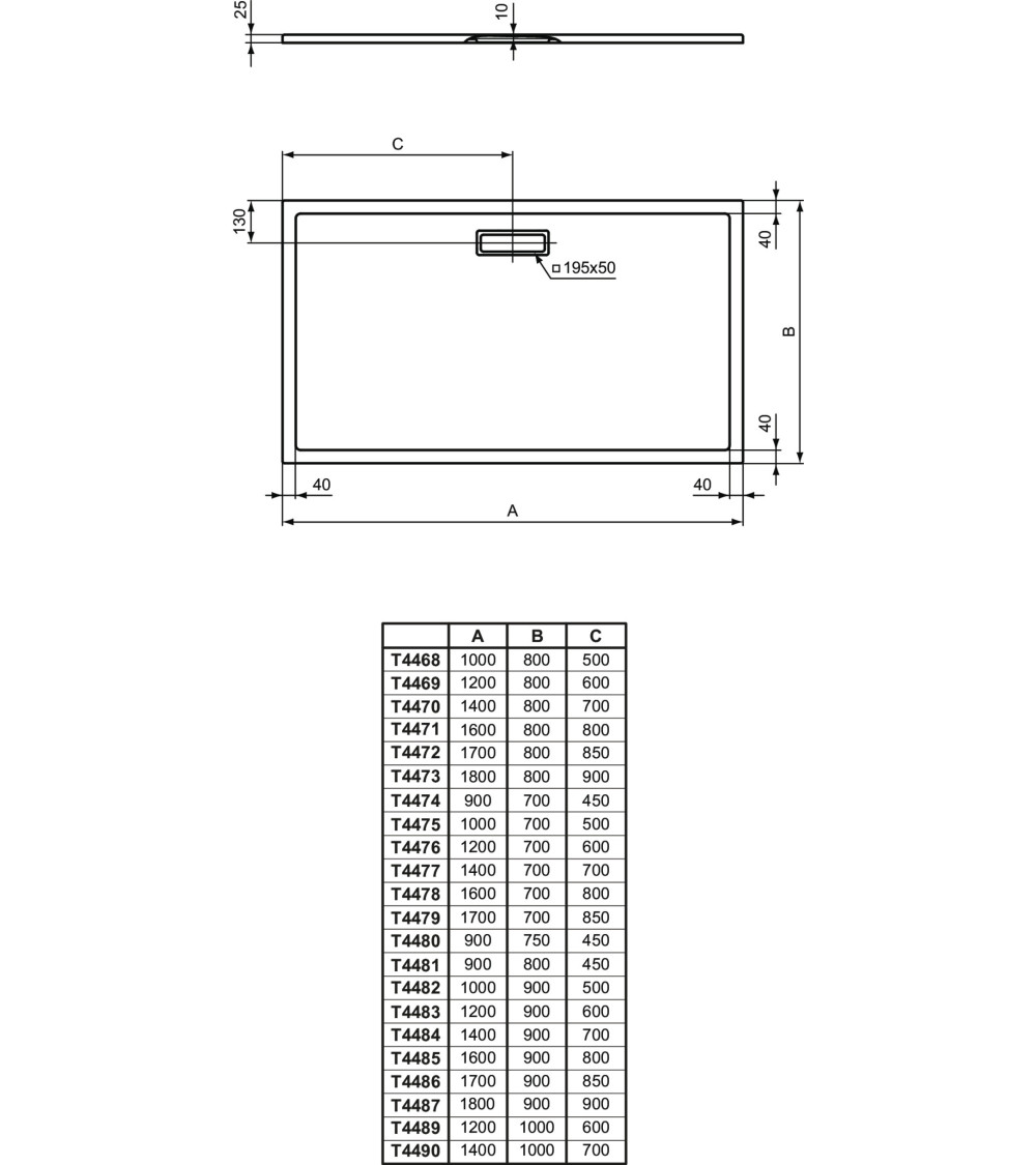 Ideal Standard Ultra Flat New dušo padėklas, 80x90cm, T4481, pasirenkama spalva