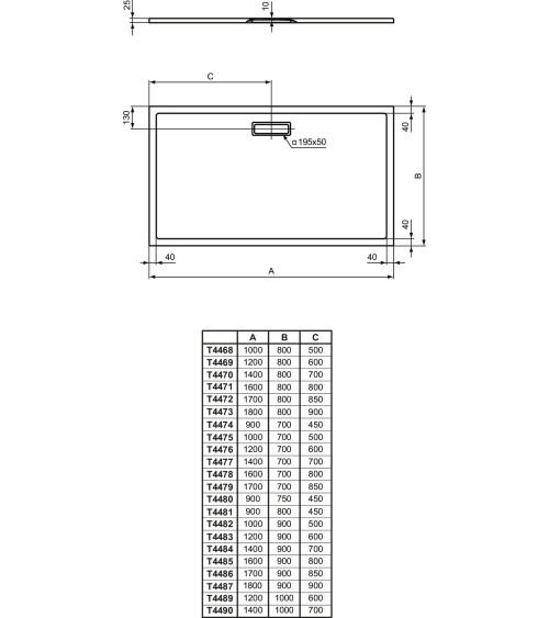 Ideal Standard Ultra Flat New dušo padėklas, 90x70cm, T4474, pasirenkama spalva