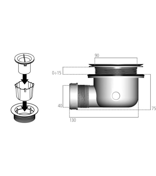 Ideal Standard Ultra Flat S sifonas dušo padėklui, be dangtelio, K9363, pasirenkama spalva