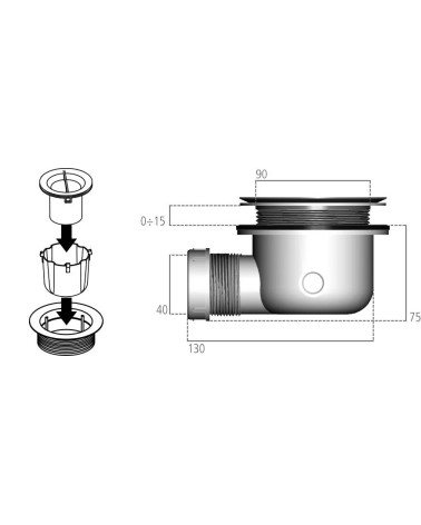 Ideal Standard Ultra Flat S sifonas dušo padėklui, be dangtelio, K9363, pasirenkama spalva
