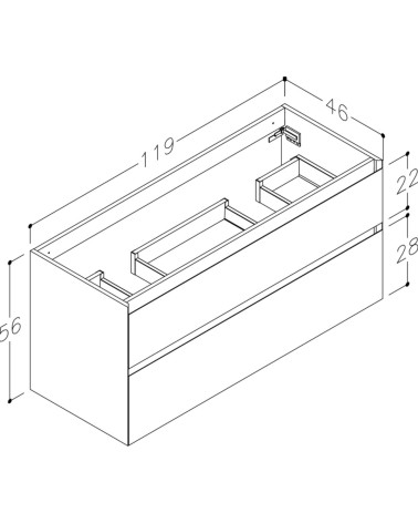 Kame LOFT pakabinama spintelė (po praustuvu), pasirenkami dydžiai