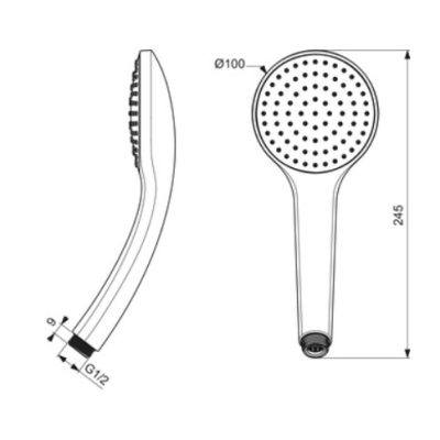 IŠPARDAVIMAS. Ideal Standard Idealrain Soft rankinė dušo galvutė 100 mm, viena funkcija, matinė juoda