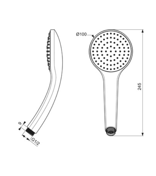 IŠPARDAVIMAS. Ideal Standard Idealrain Soft rankinė dušo galvutė 100 mm, viena funkcija, matinė juoda