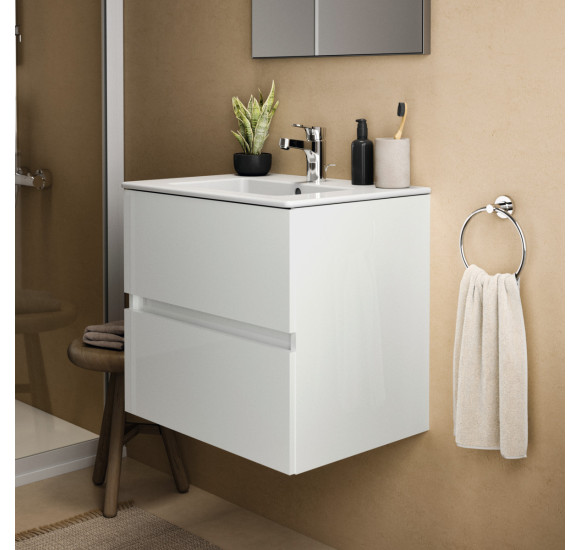 KOMPLEKTAS: Ideal Standard Eurovit pakabinama vonios spintelė su praustuvu 60 cm, 2 stalčiai, soft close uždarymas